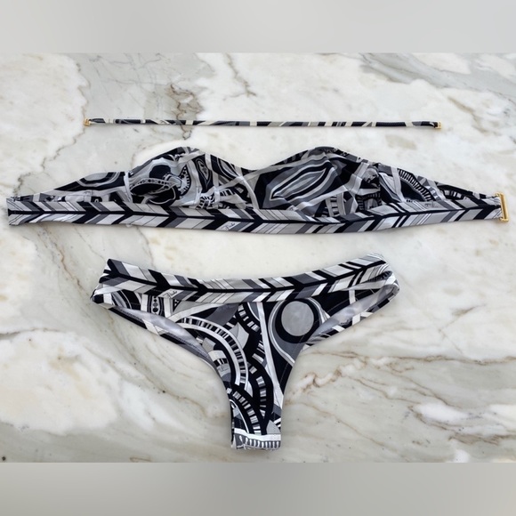 EMILIO PUCCI BLACK WHITE GRAY BIKINI SIZE IT 42 / US 8 - Picture 10 of 16